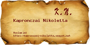 Kapronczai Nikoletta névjegykártya