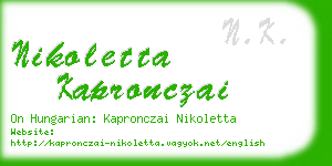 nikoletta kapronczai business card